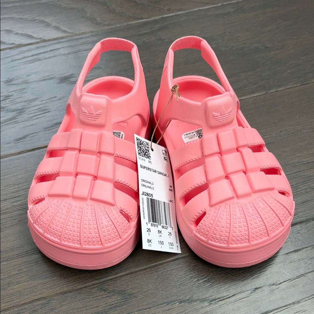 adidas Kids Coral Pink Superstar Sandals